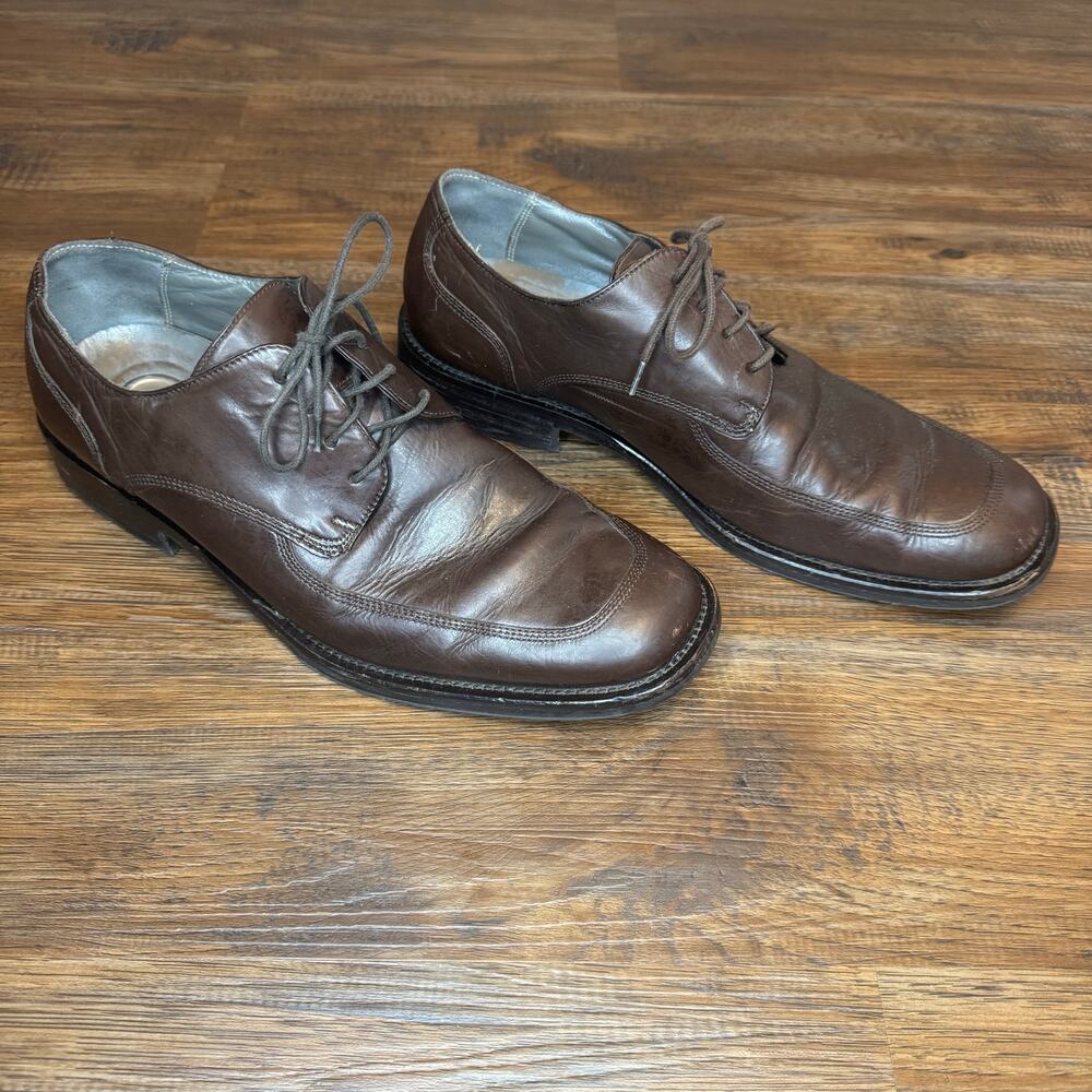 Kenneth Cole dark brown leather dress shoes 9.5 P.O.M71920 square toe oxford